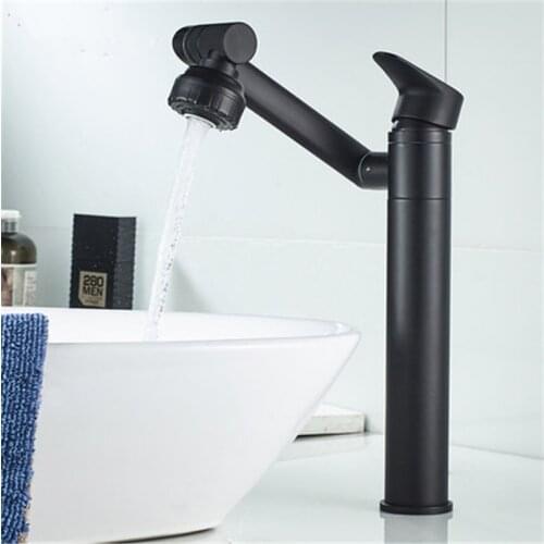Basin sink Faucet Solid Brass Bathroom Sink Basin Faucets Deck Mounted Mixer Tap 360 Degree Rotation Black/Gold/Chrome Water Tap