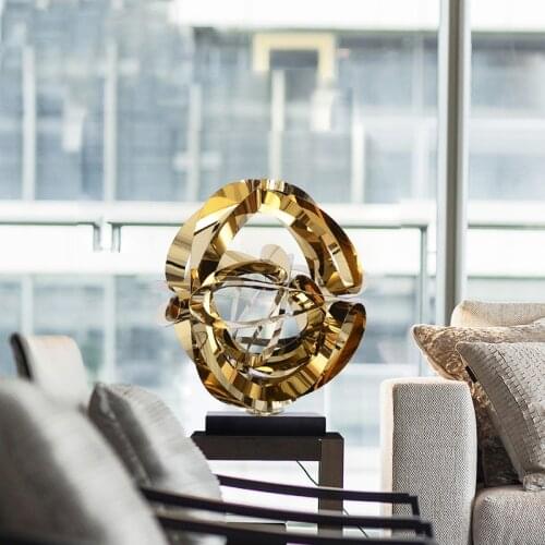 Modern Luxury Stainless Steel Floor Sculpture Ornaments Home Livingroom Model Room Metal Crafts Club Office Entrance Decoration