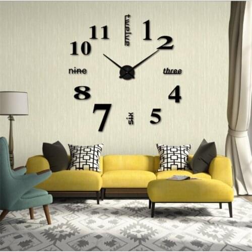 Modern Unique Fashion Design Decoration 3d Diy Large Size Wall Stickers New Home Decoration Acrylic Mirror Large Wall Clock Home