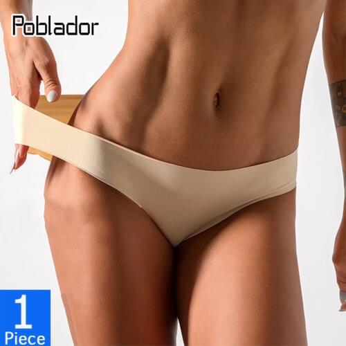 Poblador Sexy Womens Silk Panties Underwear Seamless Solid Briefs Low Waist Female Fashion Panty Comfort Lady Lingerie Pants
