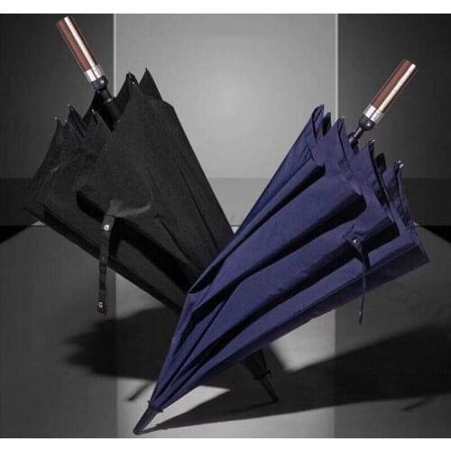 120cm auto open anti-thunder fiberglass business windproof golf umbrella solid wooden alloy commercial waterproof car parasol