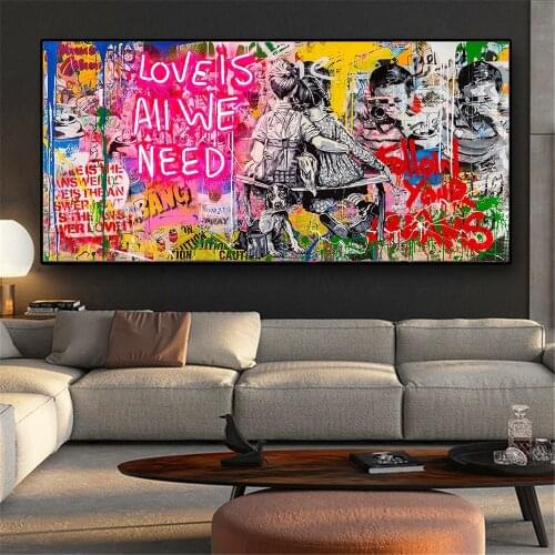 Wall Art Love is All We Need Canvas Paintings Graffiti Wall Art Posters And Prints Graffiti Street Art Pictures Home Decoration
