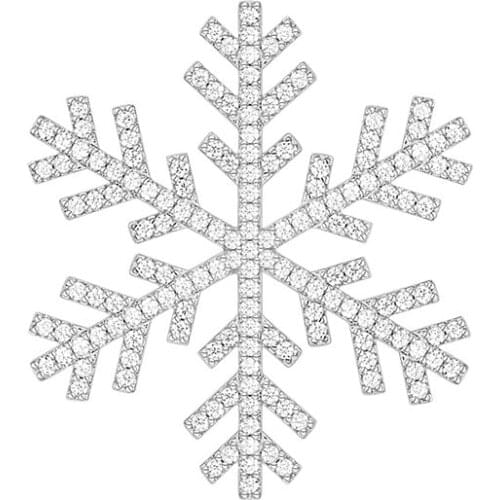 SLJELY High Quality Fashion 925 Sterling Silver Elegant Snowflake Badge Brooch with Zircon Women Winter Neckline Accessories