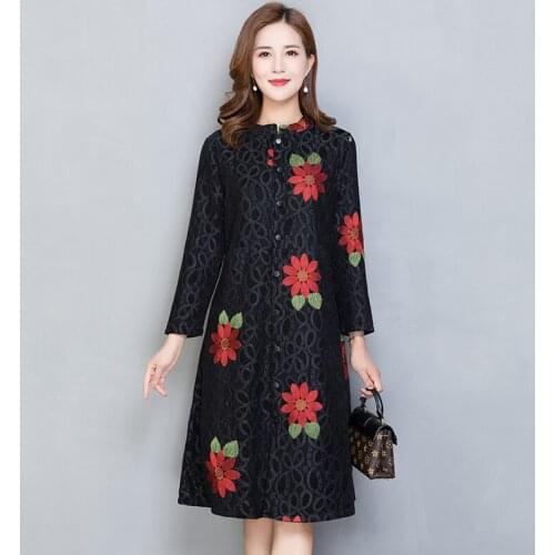 New Spring and autumn Womens ethnic embroidery cardigan coat plus size S-6XL long sleeve sun protection clothing lace jacket