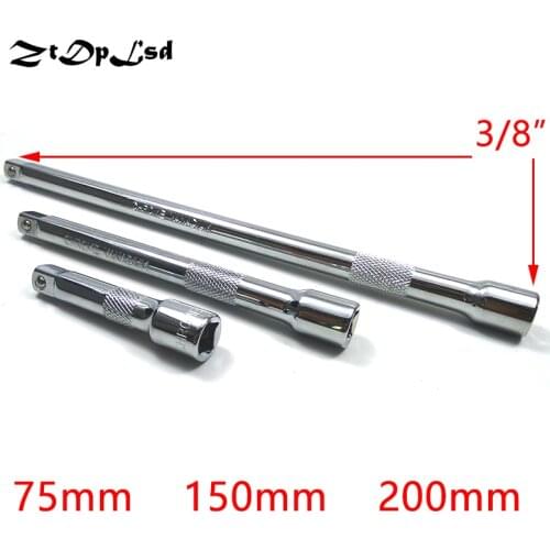 ZtDpLsd 3/8" Sleeve Rod Vanadium Steel Socket Extension Ratchet Wrench Hex Key Adapter Extra Long Hand Tools Driver 75-150-200mm