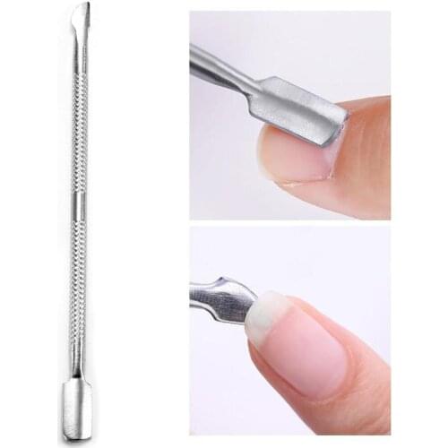 1pc Nail Art tools Double Head Stainless Steel Cuticle Nail Pusher Spoon Remover Manicure Tool Remove Dead Skin Cuticle Pedicure