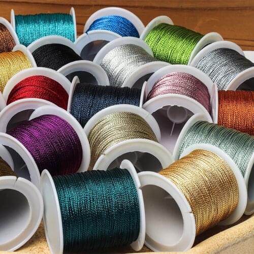 25Meter/lot Color gold thread DIY hand woven Necklace Bracelet Rope Tag Line Colorful Rope Cross-stitch Gift Decor 12 Strands