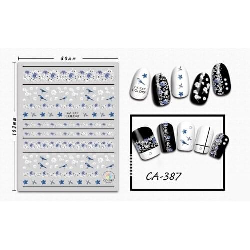 3D Nail Sticker Bird Flower Stripe Line Stickers for Nails Manicure Sticker Decals Decoration Nail Art Sticker Accessories