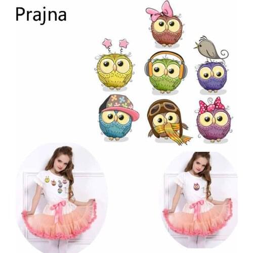 7 pcs Baby Cute Owl Animal Heat Transfers For Clothes Colorful Patches Lot For Kids Heat Transfer Pyrography For DIY T-Shirt D