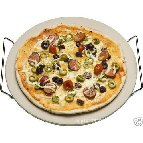 9/11/12/13/15'' Pizza Stone Board with Steel Handle Round Fire-resistant Ceramic Insulation Plate Pizza Pan 9 Inch Pizza Stone