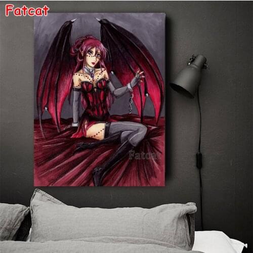 Diamond Painting Full Square Diamond Embroidery Angel Girl/demon Woman Cross Stitch Gothic Vampire Handmade Bead Picture PP1585