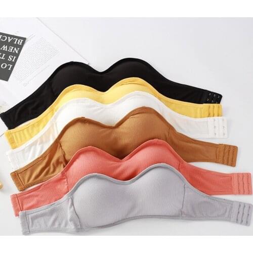 Seamless Underwear Women Removable Pads Intimates Strapless Bra Bralette Wire Free Bandeau Dress Tube Top