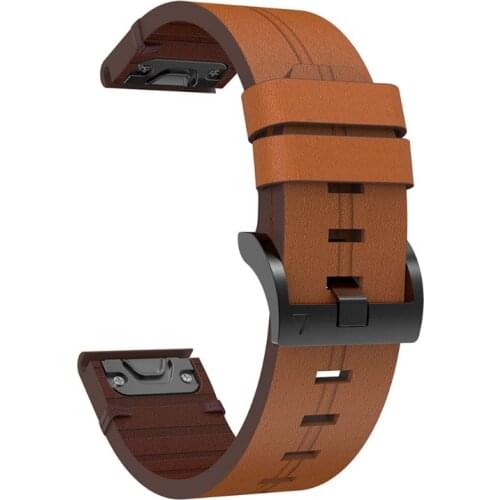 Quick Release Watch Band Genuine Leather Wrist Strap for Gar-min Fenix 6/6 Pro Q81F