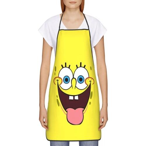 Sponge Baby Kitchen oil resistant wreath Animes square pants kitchen aprons women Man For school 72*52cm