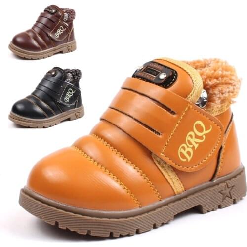 2021 Winter Kids Snow Boots Girls and Boys Cotton Shoes Thicken Warm Tendon Bottom Fashion Non-slip Waterproof Plush 21-30 Hot