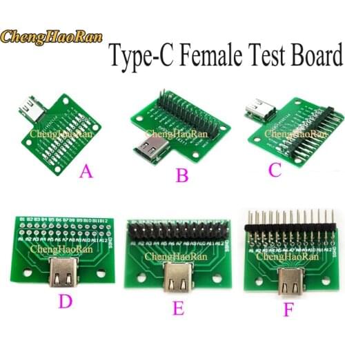 Double-sided positive and negative plug TYPE C female test board USB 3.1 with PCB board 24P female connector with pin header
