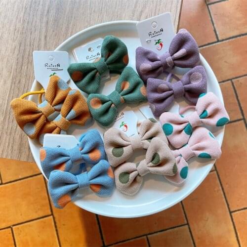 Butterfly Elastic Hair Bands For Girls Dot Print Hair Accessories Bow Scrunchies Hair Ring Head Rope Headdress Hair Wear