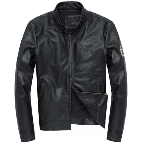 Factory 2020 New Mens Genuine Leather Jacket men Casual Stand Cowhide Biker Jackets S-3XL Free Shipping