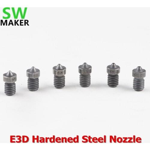 5pcs V6/V5 Hardened Steel Die Steel Nozzle 0.4/0.6/0.8/1.0/1.2/1.5mm 1.75mm for V6,Lite6,Titan Aero Prusa I3 J-Head 3D printer