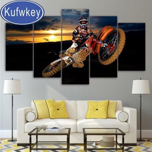 Best Action Motocross diamond embroidery painting Full square & round diamond painting 5 Piece 5d diy cross stitch sets