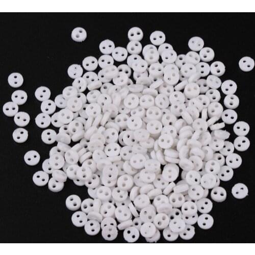 Mini Figures Dolls DIY Clothing Sewing Crafts Accessories 300 Pieces 4mm 2 Holes Resin Round Buttons White