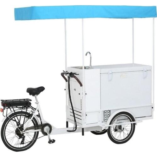 Mobile Electric Cargo Bike Adult Tricycle Outdoor Three Wheels Fast Food Vending Cart Sale Drink Snack Ice Cream