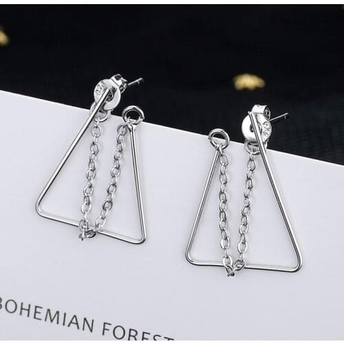 A Girl' Trendy Minimalist Chain Tassel Earrings Triangle Boho Piercing Earrings For Women Pendientes Brincos