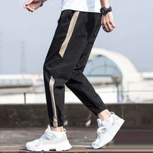 Fashion Men Ankle Tie Drawstring Waist Sports Ninth Pants Trousers Sweatpants Loose casual sport pants