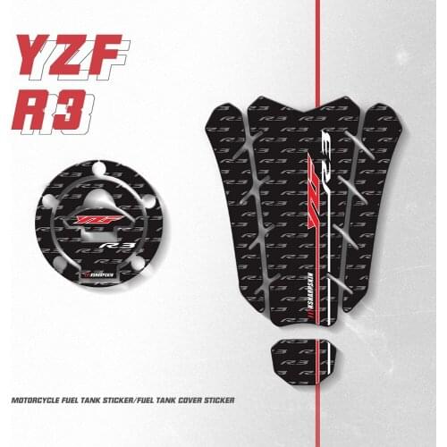 Motorcycle sticker 3D Gel fuel tank cap stickers fishbone applique fuel tank decals set for Yamaha YZF-R3 YZF R3 yzfr3
