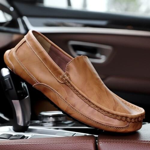 Shoes Men Original Handmade Microfiber Loafers Slip-on Soft Bottom Classic Business Casual Leather Shoe Luxury Driving Footwear