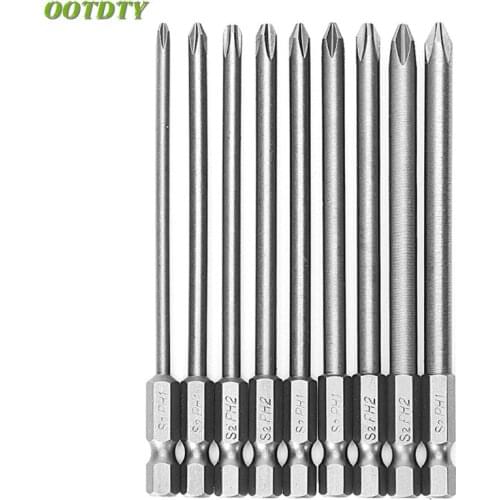 OOTDTY 9pcs 100mm Magnetic Drill Screwdriver Set Bits S2 Steel Cross Head Group Screw Driver Screwdrivers Kit Hand Tools