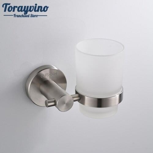 Torayvino Bathroom Toothbrush Holder Rack Chrome Finish Nickel Brush Stainless Steel Wall Mounted Shelf