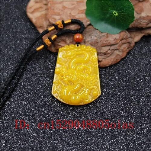 Natural Yellow Hetian Jade Stone Dragon Pendant Necklace Chinese Jadeite Jewelry Charm Carved Amulet Fashion Gifts for Women Men