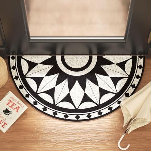 Nordic retro mandala semicircle entrance hall carpet PVC wire loop mat INS Door mat Living room floor mat bathroom non-slip rug