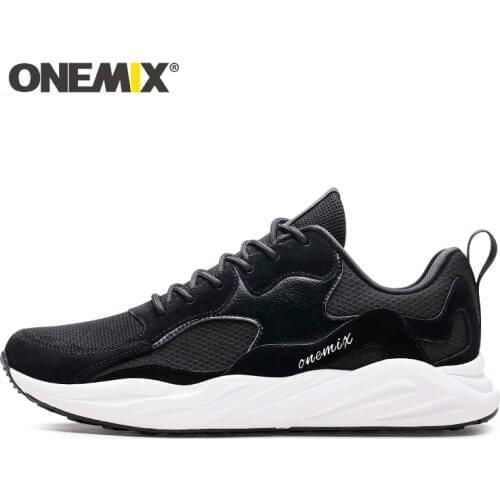 ONEMIX 2021 New Sports Shoes Mens Running Shoes Lightweight Breathable Mixed Color Retro Black Dad Shoes Size 39-46