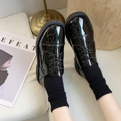 New Women British Style Oxford Shoes Women Casual Lace Up Pu Shoes Female Creepers Zapatos Mujer Ladies Shoes U14-61