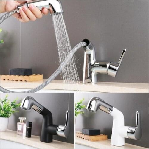 New Arrival Black Bathroom Pull Out Basin Faucet Brass Faucet Sink Mixer Tap Hot and Cold Basin Lavatory Faucet