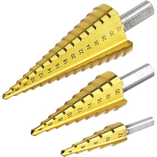 New HSS Step Drill Tool Tapered Drill High Speed Steel Hole Cutter DIY Metal Wood Power Tool Triangular Shank Auger Pagoda Drill