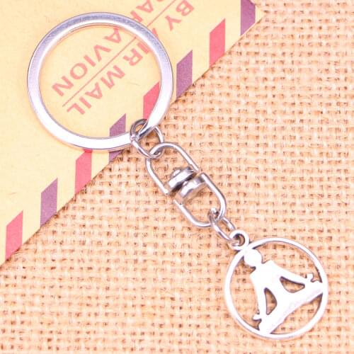 New Fashion Keychain 23x19mm yoga practitioners Pendants DIY Men Jewelry Car Key Chain Ring Holder Souvenir For Gift