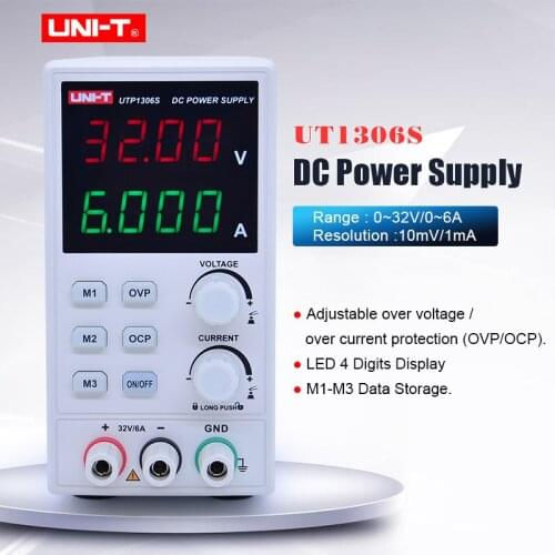 UNI-T UTP1306S DC regulated power supply LED digital tube 4 Digits display 32V/6A AC 220V 50Hz Switch dc voltage regulator