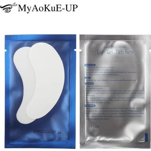 50pairs Lint Free Under Eye Gel Patches Curve Eyelashes Pad Lash Extension Pearl Eye Tips Sticker Wraps Left&Right Make Up Tools
