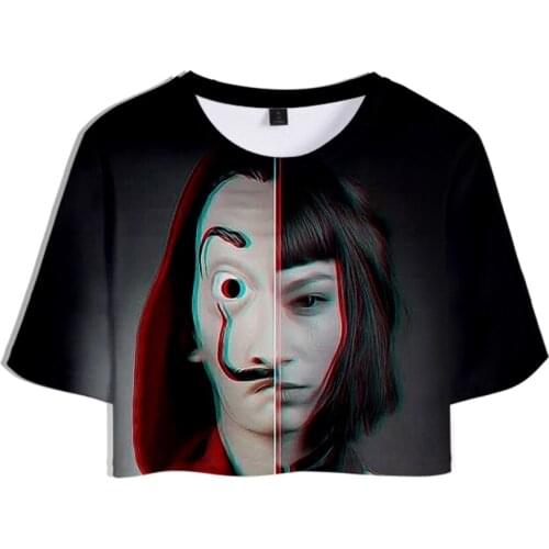TV series La casa de papel Money Heist House of Paper 3D Tops Crops Girl t-shirt Short T shirt Women Sexy Sale Casual Clothes