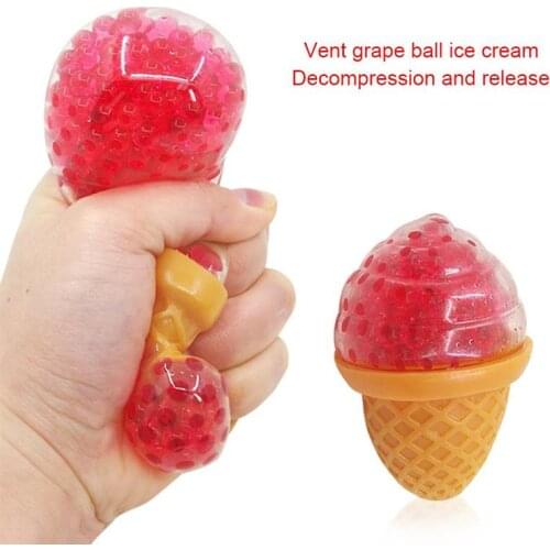 Funny Ice Cream Grape Ball Stress Relief Toy Squeezing Decompression Toy Bubble Bead Ball Vent Ball Squeezing Ball Random Color