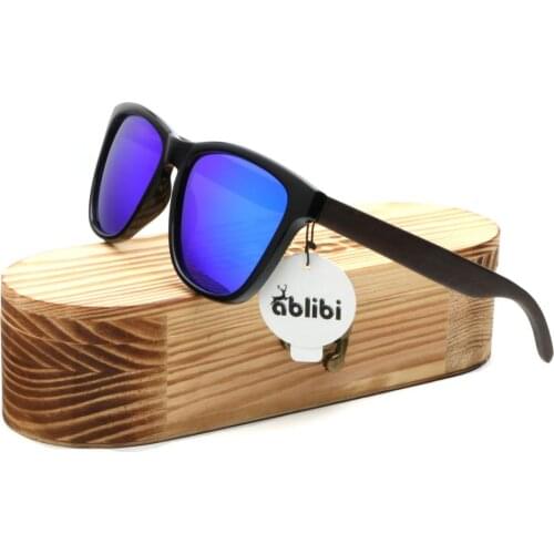 Ablibi Womens Blue Sunglasses,Bamboo Wooden Sunglasses 100% UV400 Protect Square Shades Mirrored Lens Sunglasses