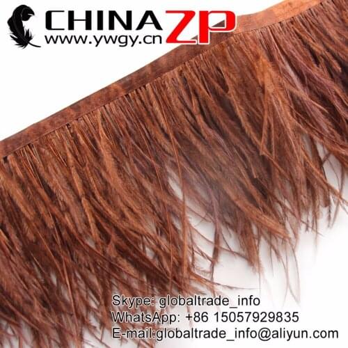 Leading Supplier CHINAZP Factory 20yards/lot Good Quality Dyed Brown Ostrich Fringe Trim Feather