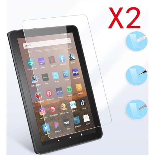 2Pcs Tablet Tempered Glass Screen Protector Cover for Amazon Fire HD 8 Plus 10th Gen 2020 Tablet Full Coverage Screen