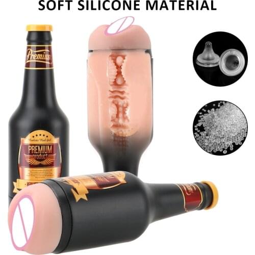 Portable Beer Bottle Sex Machine Soft Ora Pussy Real Vagina Manual Male Masturbator Erotic Adult Toy Sex Toys for Men Gift