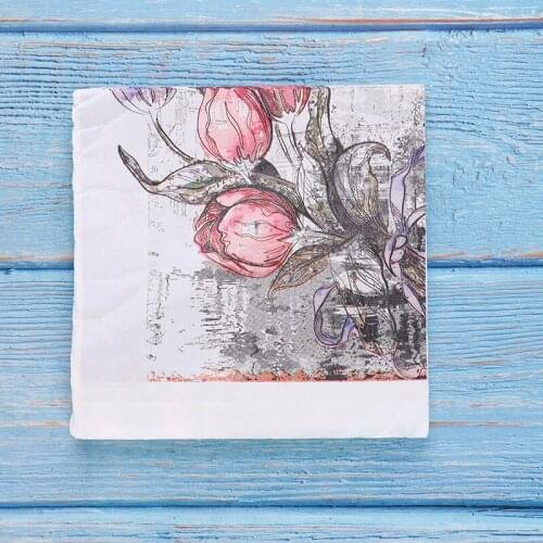 1Bag/20pcs Flower Pattern Decoupage Napkin Paper Tissue for Xmas Wedding Deco Tissue for Xmas Wedding Decor