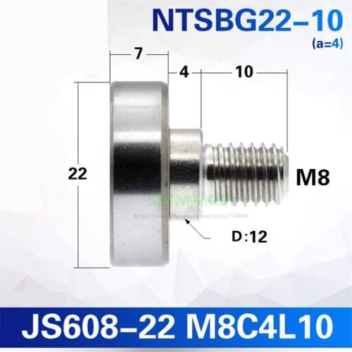 10pcs 608zz External Thread Bearing, M8 Screw, Stainless Steel Bearing/Bearing Steel Bearing, Rolling Wheel NTBG-22 NTSBG