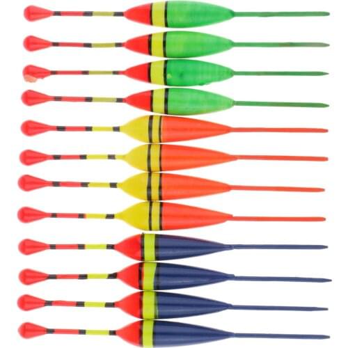 12pcs High sensitivity Wooden Fishing Floats Bobbers Vertical Buoy Ice Fishing Replacement Tackles for Fisherman